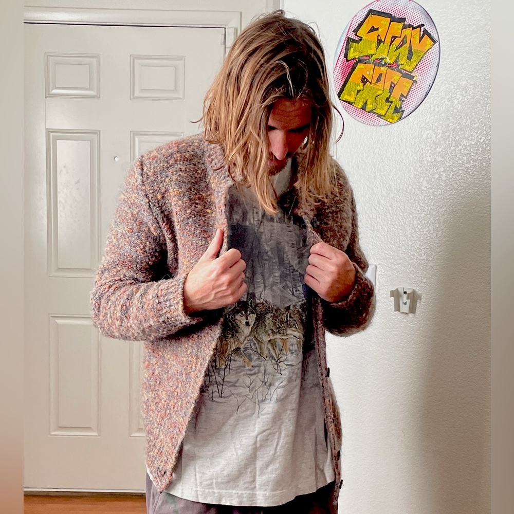 KURT COBAIN style CARDIGAN mohair one of a kind unique piece vintage grunge